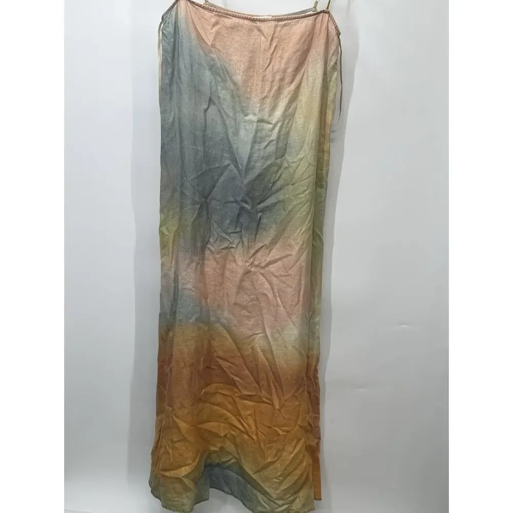 Staud Multicolored Laura Linen Dress Size M with Hole and Fabric Pull - Picture 3 of 12